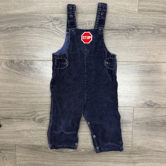 Ella Worthington Made Especially For You Other - Vtg 90s Ella Worthington Blue Corduroy Overalls STOP Sign Patch Size 12-18M